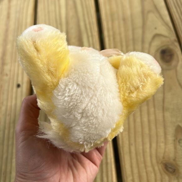 Yellow White Sleepy Bunny Rabbit Plush 11” Stuffed Animal - Picture 6 of 7